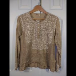 Embroidered tunic, long sleeve Bahamian shirt